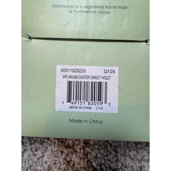 Portmeirion Botanic Garden Sweet Violet 4 Piece mug & coaster Set; Porcelain - Picture 5 of 11